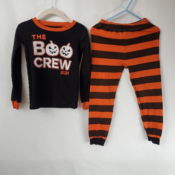 The Childrens Place Unisex Halloween "The Boo Crew 2021" Lng Slv Pant PJs Sz 4T - Picture 1 of 9